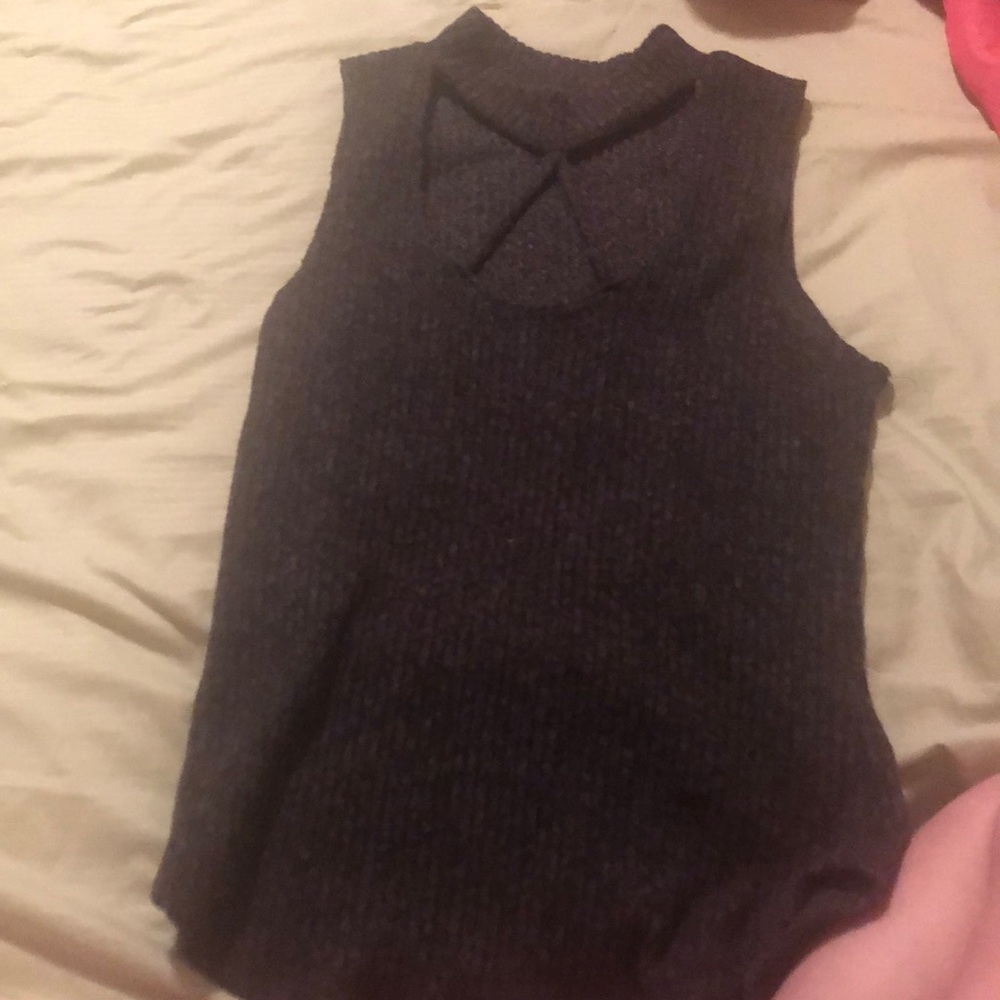 Gray soft fleece turtleneck with chest cut out!